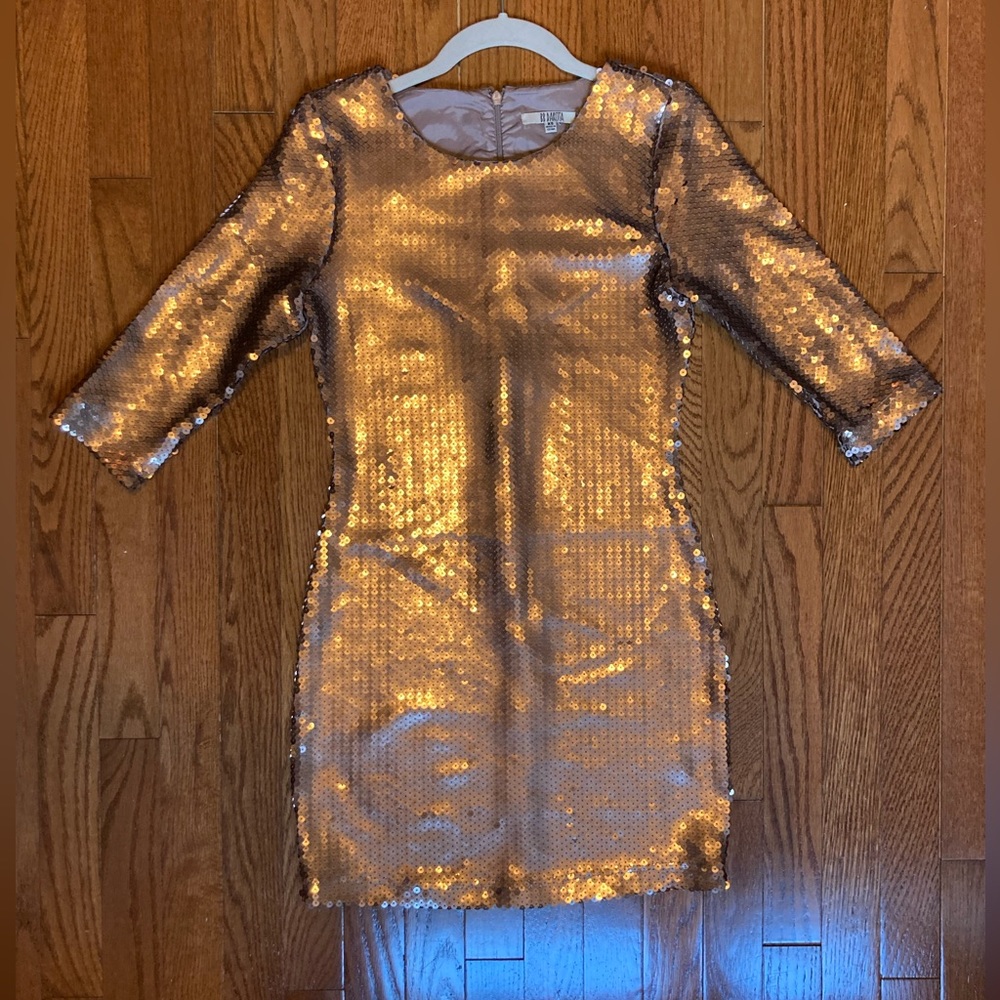 BB Dakota Copper/Gold Sequin Cocktail Dress